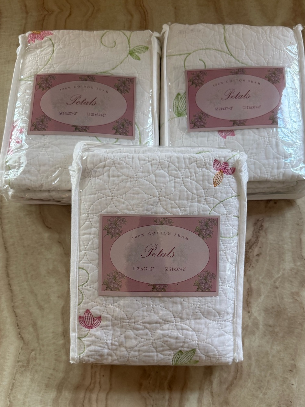 NWT LAURA ASHLEY “PETALS” QUILTED
FLORAL PILLOW SHAMS (SET OF 3)
